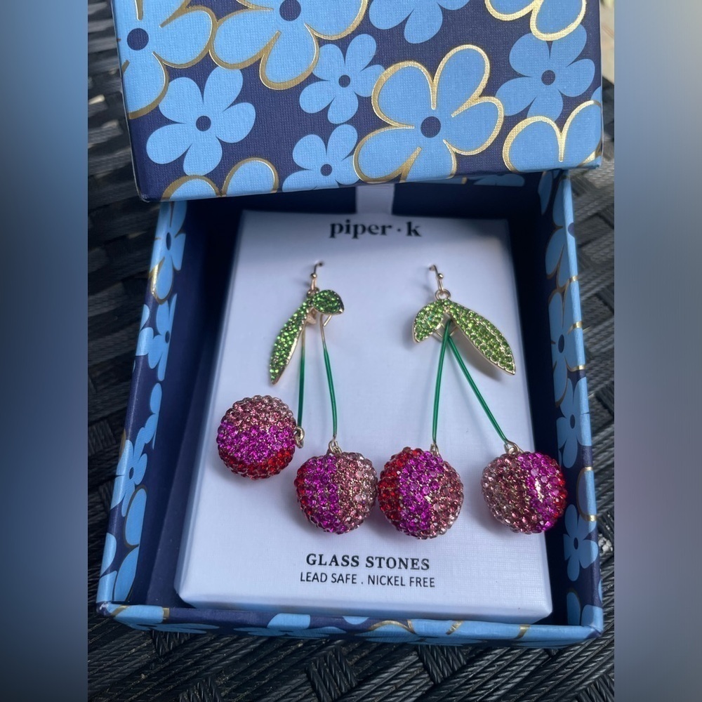 Piper K Cherry Dangle Earrings,Cherry Earrings,Piper K Earrings. - Picture 10 of 12